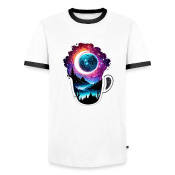 Silhouette / Forest / Portrait / Trees / Person - Men's Ringer Shirt - white/black - Front - AI Model Female 172 light (172cm) & AI Model Male 178 dark (178cm)
