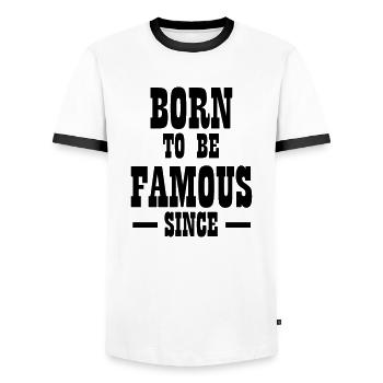 Born to be famous neutral free - Men's Ringer Shirt - white/black - Front - AI Model Female 172 light (172cm) & AI Model Male 178 dark (178cm)