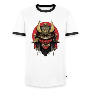 Samurai Krieger Shogun Japan - Männer Kontrast-T-Shirt - Weiß/Schwarz - Vorne - AI Model Female 172 light (172cm) & AI Model Male 178 dark (178cm)
