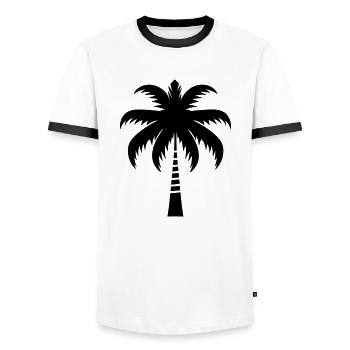 Palm trees - Men's Ringer Shirt - white/black - Front - AI Model Female 172 light (172cm) & AI Model Male 178 dark (178cm)
