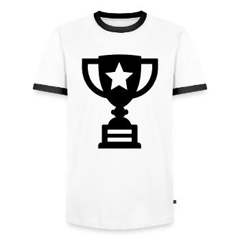 Trophäe - Männer Kontrast-T-Shirt - Weiß/Schwarz - Vorne - AI Model Female 172 light (172cm) & AI Model Male 178 dark (178cm)