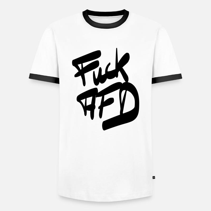 FCK AFD - Männer Kontrast-T-Shirt - Weiß/Schwarz