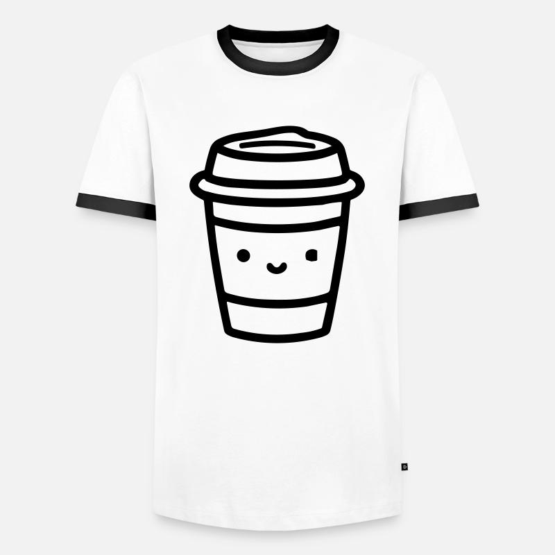 Kaffeebecher - Männer Kontrast-T-Shirt - Weiß/Schwarz