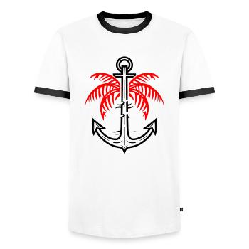 Icône d’ancre de palmier - T-shirt contrasté Homme - blanc/noir - Devant - AI Model Female 172 light (172cm) & AI Model Male 178 dark (178cm)