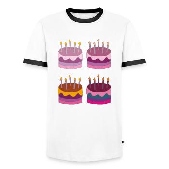 torte 4fach - Männer Kontrast-T-Shirt - Weiß/Schwarz - Vorne - AI Model Female 172 light (172cm) & AI Model Male 178 dark (178cm)