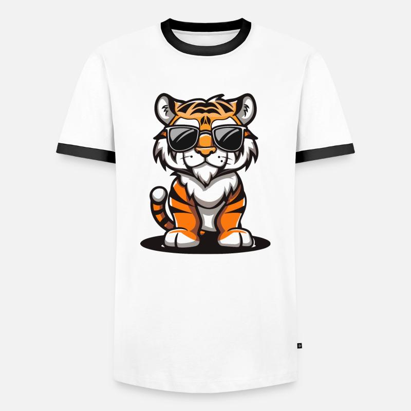 Tiger Comic Cool - Männer Kontrast-T-Shirt - Weiß/Schwarz
