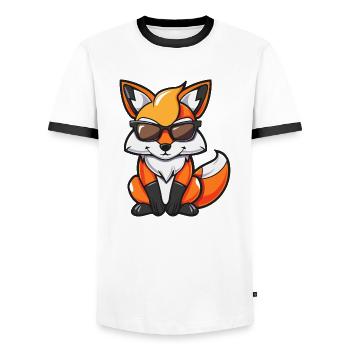 Fox Comic Cool - Men's Ringer Shirt - white/black - Front - AI Model Female 172 light (172cm) & AI Model Male 178 dark (178cm)