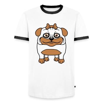 chien carlin fille jolie arc femme femme - T-shirt contrasté Homme - blanc/noir - Devant - AI Model Female 172 light (172cm) & AI Model Male 178 dark (178cm)