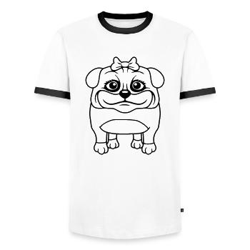 chien carlin fille jolie arc femme femme - T-shirt contrasté Homme - blanc/noir - Devant - AI Model Female 172 light (172cm) & AI Model Male 178 dark (178cm)