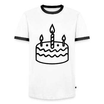Geburtstagskuchen - Männer Kontrast-T-Shirt - Weiß/Schwarz - Vorne - AI Model Female 172 light (172cm) & AI Model Male 178 dark (178cm)