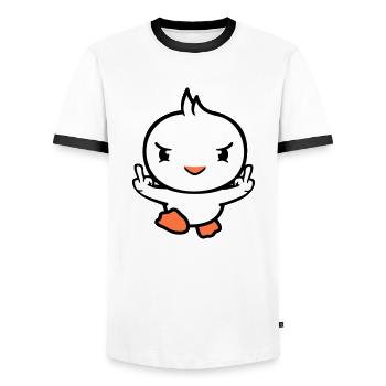 Bird evil middle finger show bad boy running cool - Men's Ringer Shirt - white/black - Front - AI Model Female 172 light (172cm) & AI Model Male 178 dark (178cm)