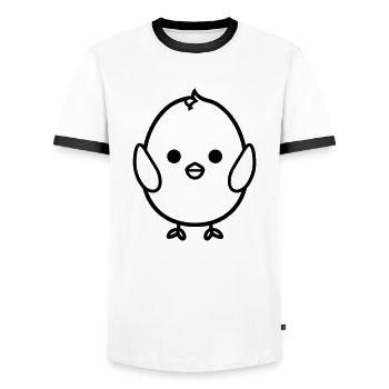 chick - Men's Ringer Shirt - white/black - Front - AI Model Female 172 light (172cm) & AI Model Male 178 dark (178cm)