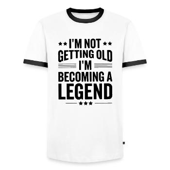 im not getting old im becoming a legend - Men's Ringer Shirt - white/black - Front - AI Model Female 172 light (172cm) & AI Model Male 178 dark (178cm)