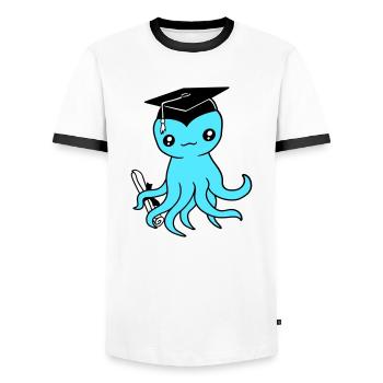 Octopus High School Graduation Passed College - T-shirt contrasté Homme - blanc/noir - Devant - AI Model Female 172 light (172cm) & AI Model Male 178 dark (178cm)