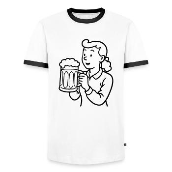 Beer girl - Men's Ringer Shirt - white/black - Front - AI Model Female 172 light (172cm) & AI Model Male 178 dark (178cm)