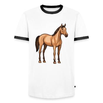 Pferd - Männer Kontrast-T-Shirt - Weiß/Schwarz - Vorne - AI Model Female 172 light (172cm) & AI Model Male 178 dark (178cm)