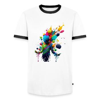 Explosion de couleurs - T-shirt contrasté Homme - blanc/noir - Devant - AI Model Female 172 light (172cm) & AI Model Male 178 dark (178cm)