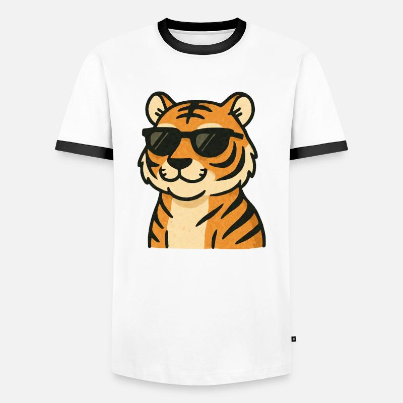 tiger comic - Männer Kontrast-T-Shirt - Weiß/Schwarz