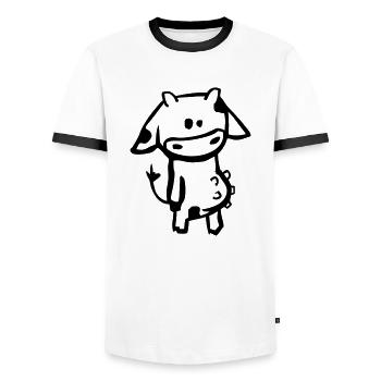 Kuh - Männer Kontrast-T-Shirt - Weiß/Schwarz - Vorne - AI Model Female 172 light (172cm) & AI Model Male 178 dark (178cm)