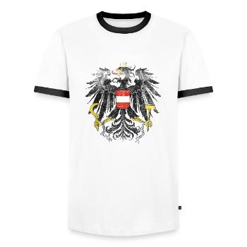 Manteau autrichien des bras Autriche Symbole - T-shirt contrasté Homme - blanc/noir - Devant - AI Model Female 172 light (172cm) & AI Model Male 178 dark (178cm)