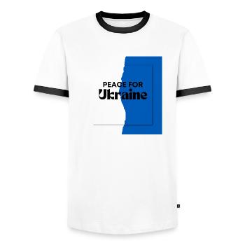 World Peace Symbol Welt Frieden Ukraine Russland - Männer Kontrast-T-Shirt - Weiß/Schwarz - Vorne - AI Model Female 172 light (172cm) & AI Model Male 178 dark (178cm)