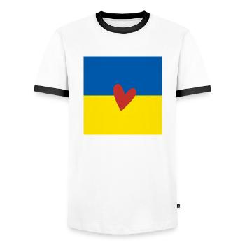 Herz Peace Symbol Welt Frieden Ukraine Russland - Männer Kontrast-T-Shirt - Weiß/Schwarz - Vorne - AI Model Female 172 light (172cm) & AI Model Male 178 dark (178cm)