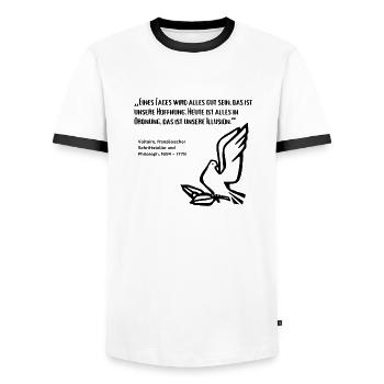Zitat Politiker Krieg Frieden - Männer Kontrast-T-Shirt - Weiß/Schwarz - Vorne - AI Model Female 172 light (172cm) & AI Model Male 178 dark (178cm)