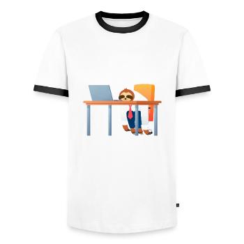 Ich Will Ja Nicht Angeben Morgenmuffel Faultier - Männer Kontrast-T-Shirt - Weiß/Schwarz - Vorne - AI Model Female 172 light (172cm) & AI Model Male 178 dark (178cm)