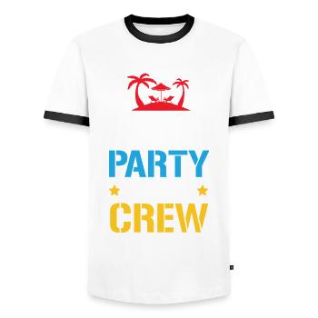 Malle Party Crew - Men's Ringer Shirt - white/black - Front - AI Model Female 172 light (172cm) & AI Model Male 178 dark (178cm)