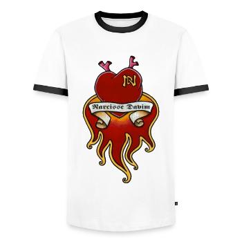 HERZ - Männer Kontrast-T-Shirt - Weiß/Schwarz - Vorne - AI Model Female 172 light (172cm) & AI Model Male 178 dark (178cm)