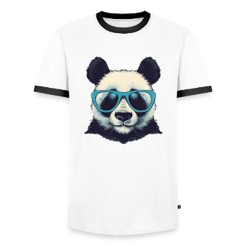 Cool panda with sunglasses - Men's Ringer Shirt - white/black - Front - AI Model Female 172 light (172cm) & AI Model Male 178 dark (178cm)