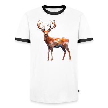 Polygon Hirsch - Männer Kontrast-T-Shirt - Weiß/Schwarz - Vorne - AI Model Female 172 light (172cm) & AI Model Male 178 dark (178cm)