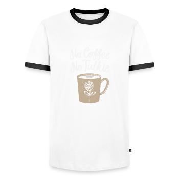 No coffee, no talkie - Men's Ringer Shirt - white/black - Front - AI Model Female 172 light (172cm) & AI Model Male 178 dark (178cm)