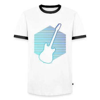 Guitarist Guitar Player Women's Guitar Men - Men's Ringer Shirt - white/black - Front - AI Model Female 172 light (172cm) & AI Model Male 178 dark (178cm)