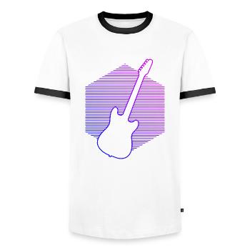Guitar Guitar Player Guitarist Women Men - Men's Ringer Shirt - white/black - Front - AI Model Female 172 light (172cm) & AI Model Male 178 dark (178cm)
