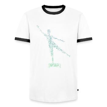 Körpergymnastik Herren Aerobic Fitness Fitness - Männer Kontrast-T-Shirt - Weiß/Schwarz - Vorne - AI Model Female 172 light (172cm) & AI Model Male 178 dark (178cm)