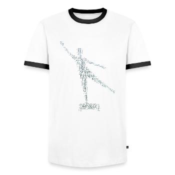 Fitnesstraining Aerobic Herren Körpergymnastik - Männer Kontrast-T-Shirt - Weiß/Schwarz - Vorne - AI Model Female 172 light (172cm) & AI Model Male 178 dark (178cm)