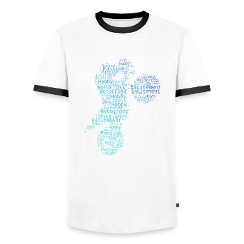 Herren Supermoto Motocross Dirt Bike Damen - Männer Kontrast-T-Shirt - Weiß/Schwarz - Vorne - AI Model Female 172 light (172cm) & AI Model Male 178 dark (178cm)