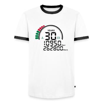 years 30 years anniversary meter - Men's Ringer Shirt - white/black - Front - AI Model Female 172 light (172cm) & AI Model Male 178 dark (178cm)