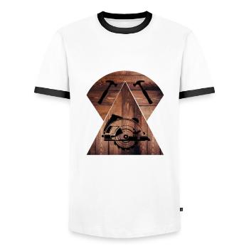 Charpentier, charpentier, charpentier, charpentier, artisan, bois - T-shirt contrasté Homme - blanc/noir - Devant - AI Model Female 172 light (172cm) & AI Model Male 178 dark (178cm)