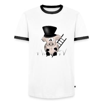 Pig New Year's Eve good luck - Men's Ringer Shirt - white/black - Front - AI Model Female 172 light (172cm) & AI Model Male 178 dark (178cm)