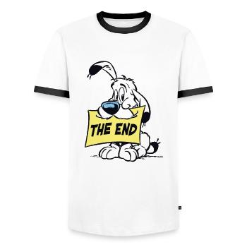 Asterix & Obelix - Idefix 'The End' - T-shirt contrasté Homme - blanc/noir - Devant - AI Model Female 172 light (172cm) & AI Model Male 178 dark (178cm)