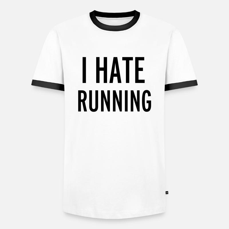 Hate Running - Männer Kontrast-T-Shirt - Weiß/Schwarz