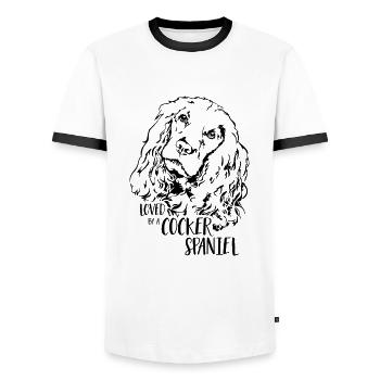 COCKER SPANIEL Dog Saying Dogs Saying Dogs - Men's Ringer Shirt - white/black - Front - AI Model Female 172 light (172cm) & AI Model Male 178 dark (178cm)