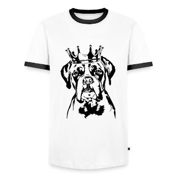 Boxer allemand Chien de la couronne Chiens Wilsigns - T-shirt contrasté Homme - blanc/noir - Devant - AI Model Female 172 light (172cm) & AI Model Male 178 dark (178cm)