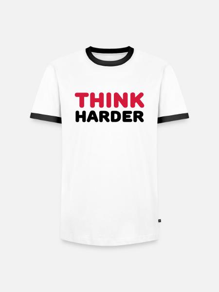 Think harder - T-shirt contrasté Homme - blanc/noir