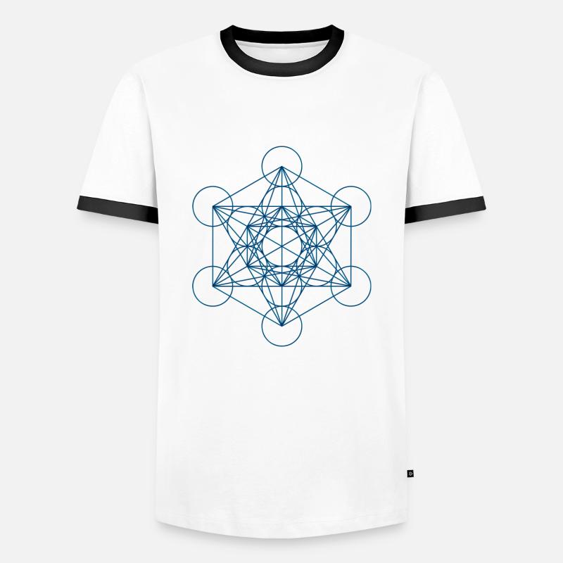 Metatron's Cube - blue - Men's Ringer Shirt - white/black