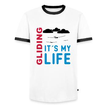 Sailplane Glider Sailplane T-shirt - Men's Ringer Shirt - white/black - Front - AI Model Female 172 light (172cm) & AI Model Male 178 dark (178cm)