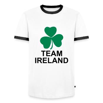 Team Ireland - T-shirt contrasté Homme - blanc/noir - Devant - AI Model Female 172 light (172cm) & AI Model Male 178 dark (178cm)