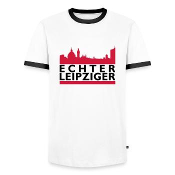 Echter Leipzig - Männer Kontrast-T-Shirt - Weiß/Schwarz - Vorne - AI Model Female 172 light (172cm) & AI Model Male 178 dark (178cm)